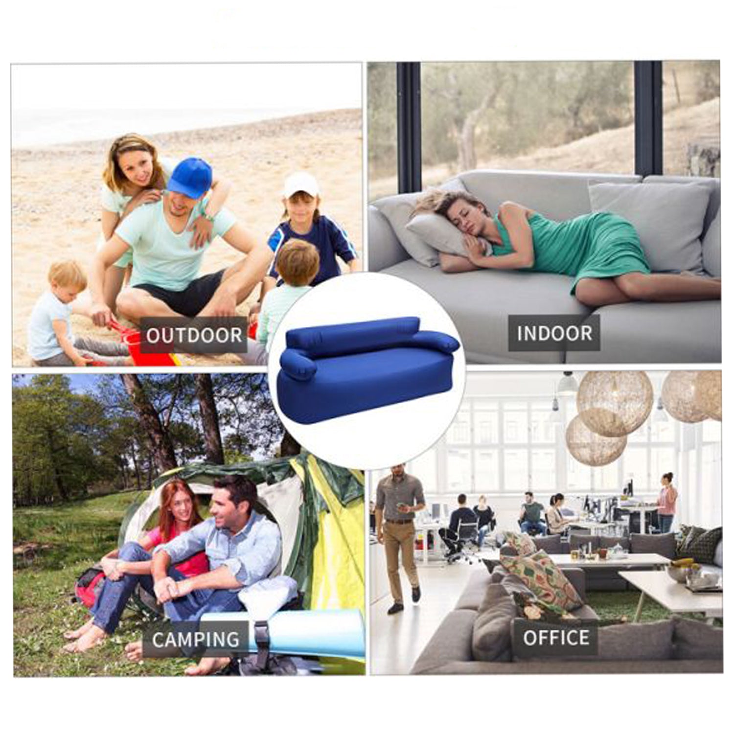 KingCamp Indoor & Outdoor Inflatable Portable Air Lounger Sofa Couch Chair, Navy