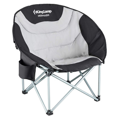 KingCamp Foldable Indoor/Outdoor Saucer Lounge Camping & Room Chair, Black/Grey
