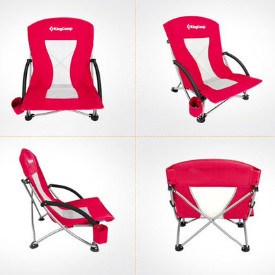 KingCamp Lightweight Strong Stable Folding Outdoor Beach Chair w/ Mesh Back, Red