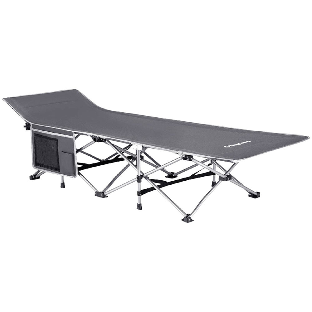 KingCamp Folding Deluxe Lightweight Portable Camping Side Pocket Bed Cot, Gray