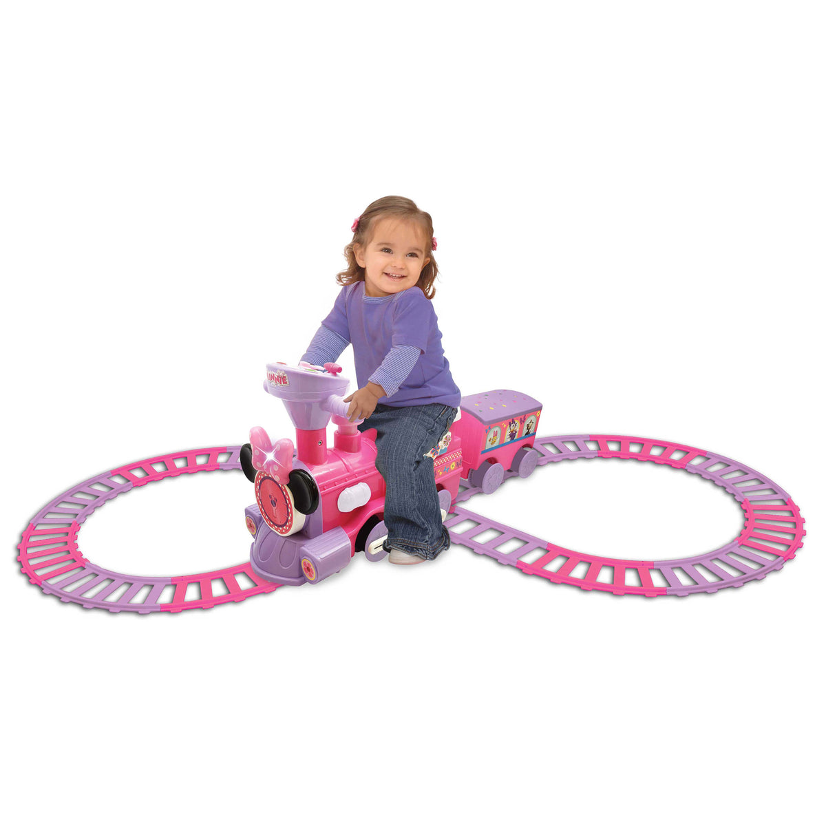 Kiddieland Disney Minnie Mouse Activity Ride On Train Engine and Caboose Toy