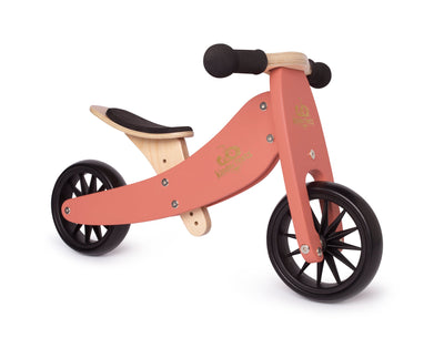 Kinderfeets Tiny Tot Toddler 2-in-1 Balance Bike and Tricycle, Burn Coral - VMInnovations