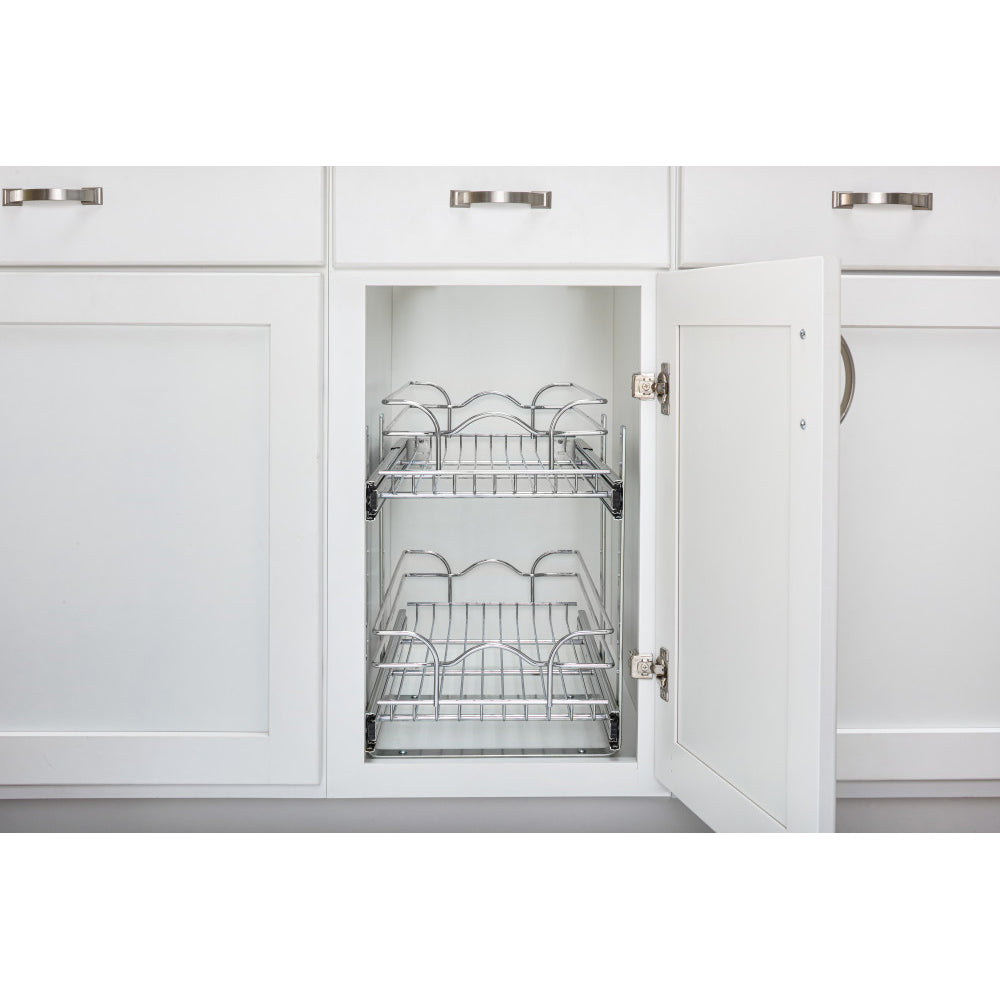 Rev-A-Shelf 9" x 22" 2-Tier Cabinet Pull Out Wire Basket, Chrome (Refurbished)