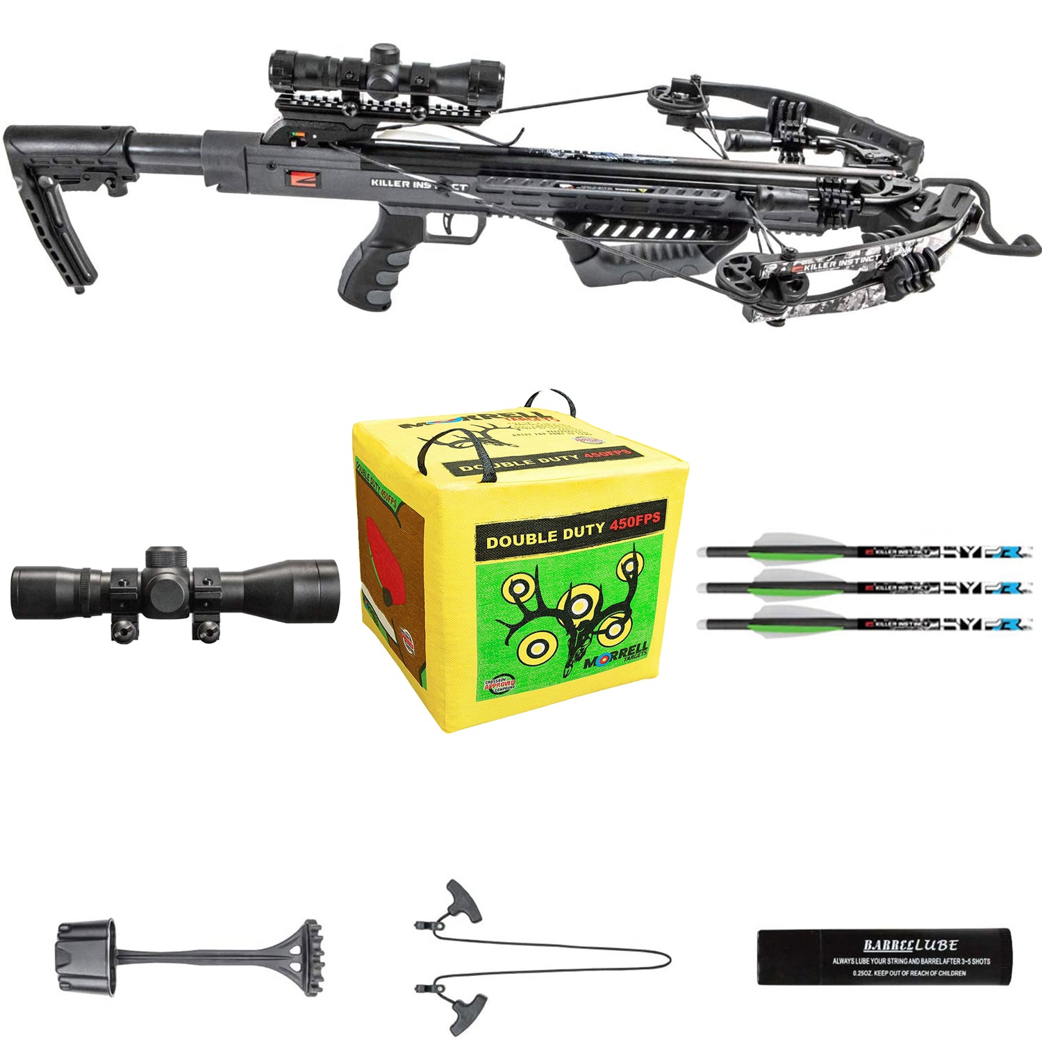 Killer Instinct 415 Crossbow Archery Pro Package with Morrell Cube Bag Target
