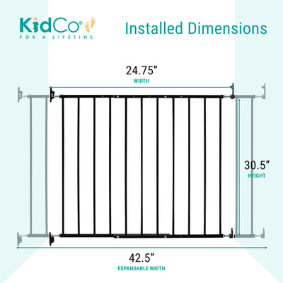 KidCo G2001 Safeway Top of Stairs Quick Release Baby Gate, 42.5 x 30.5 In, Black