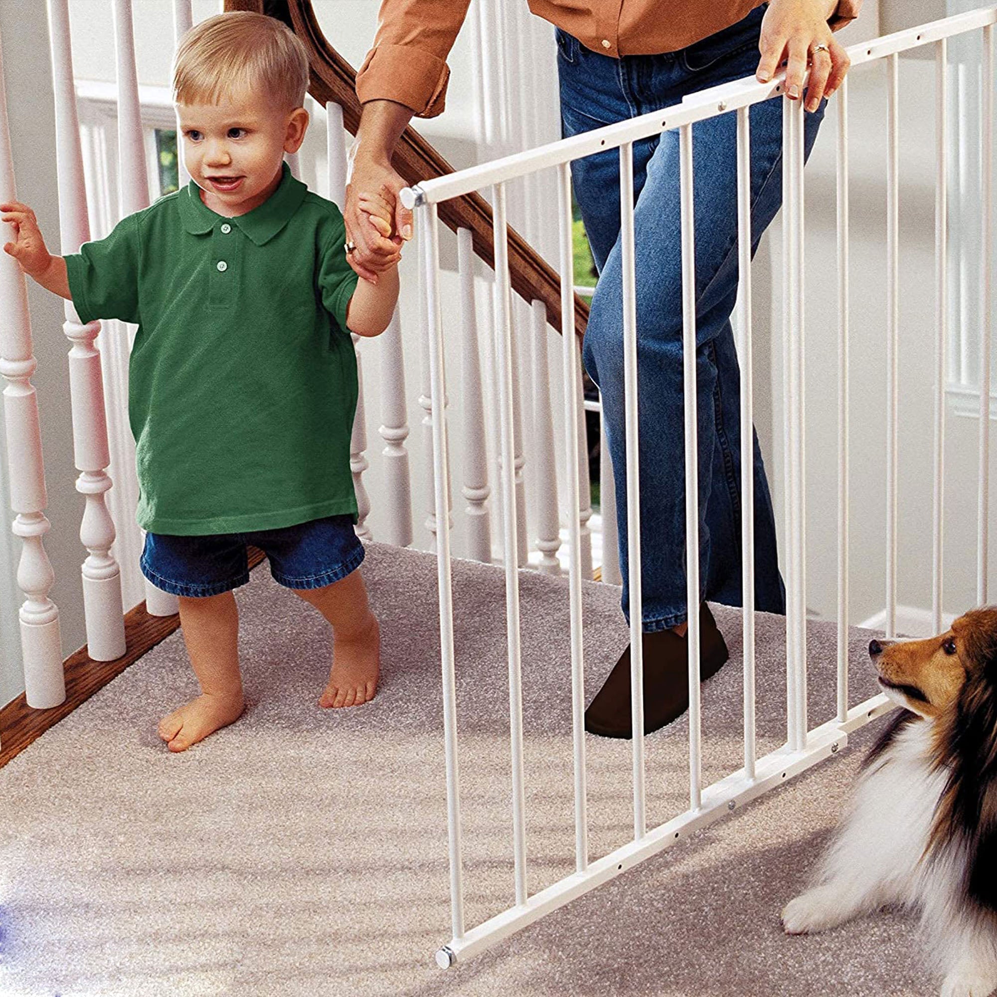 KidCo G2000 Safeway Top of Stairs Quick Release Baby Gate, 42.5 x 30.5 In, White - VMInnovations