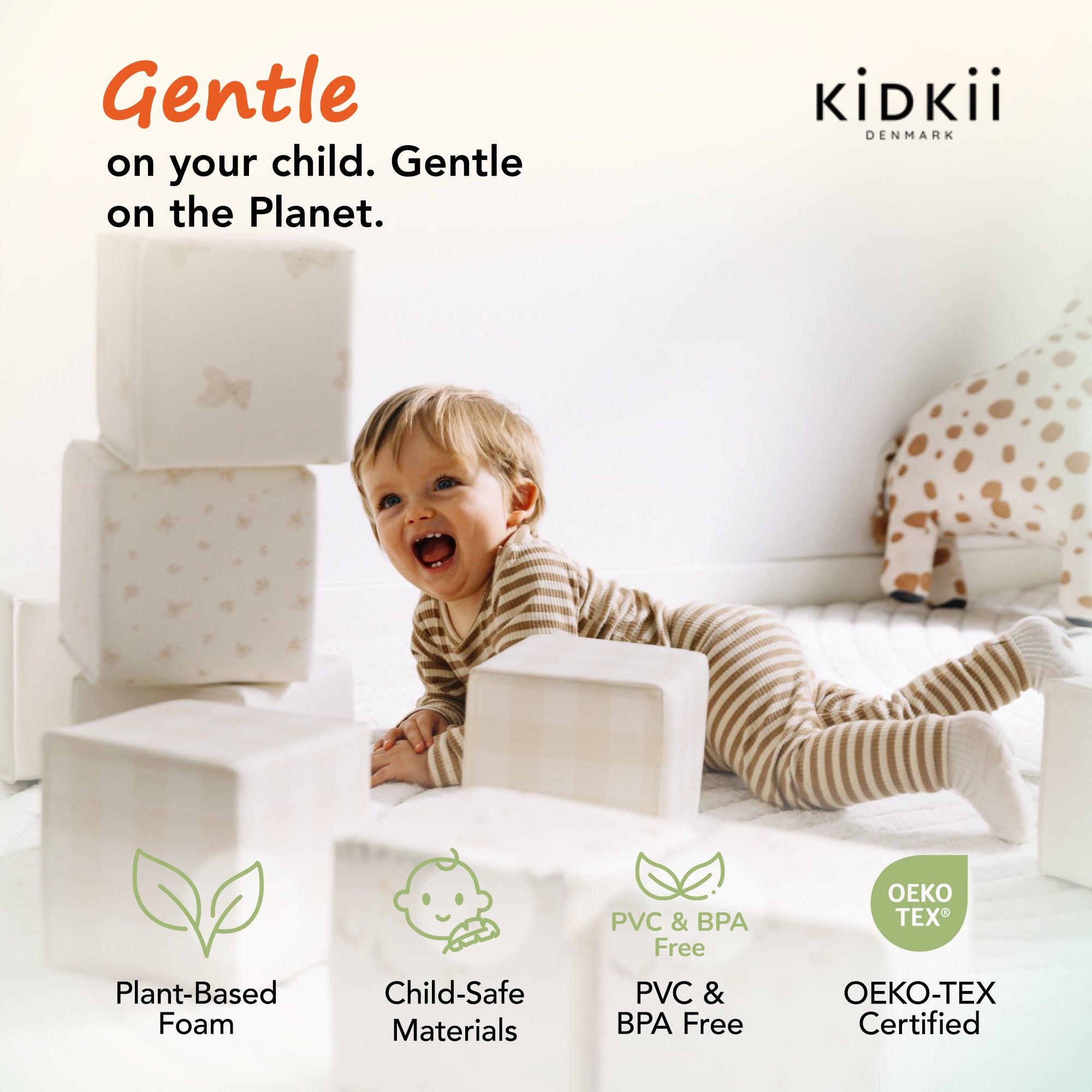 KIDKII 9pc Set Mini Builder Cubes Soft Foam Stackable Toddler Blocks (Open Box) - VMInnovations