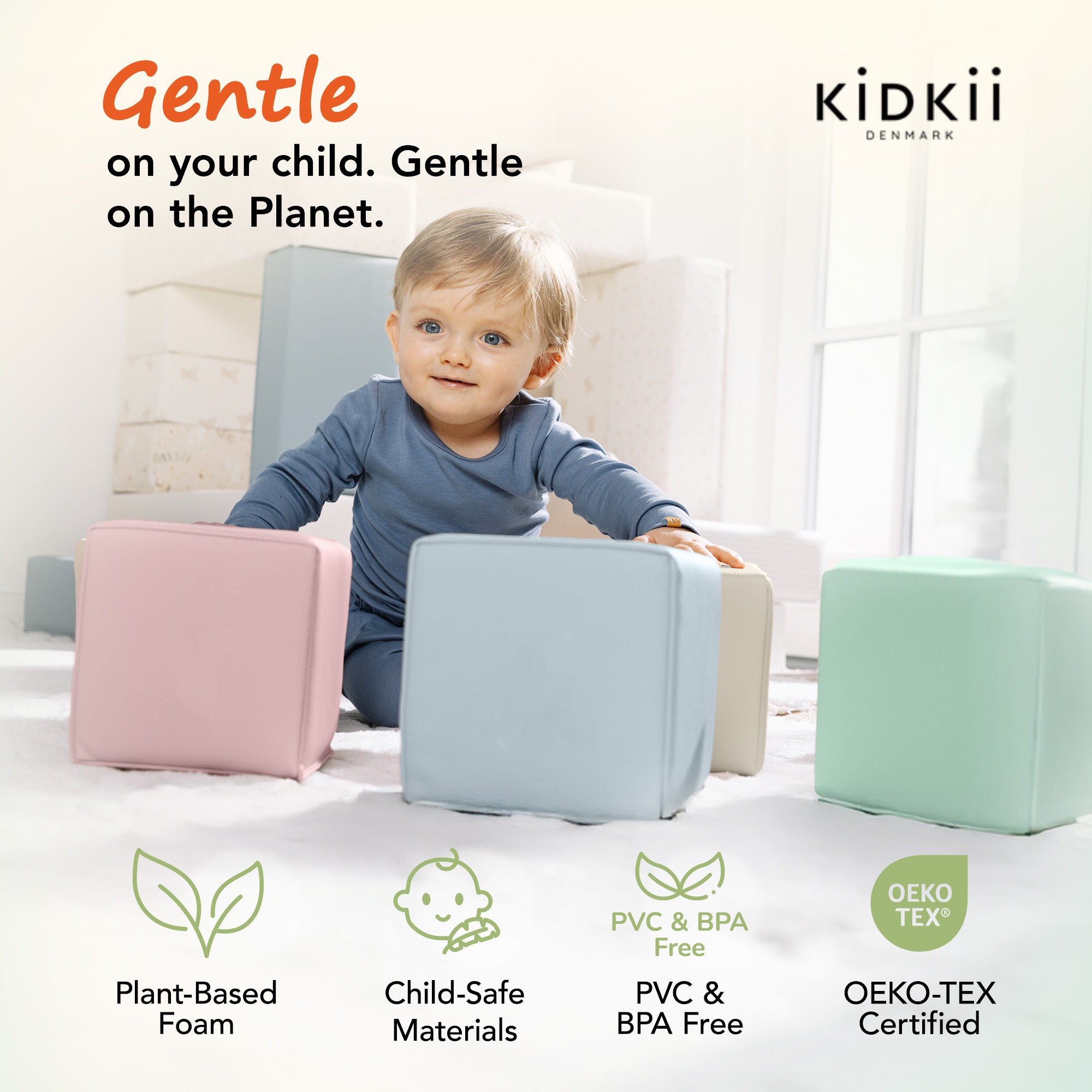 KIDKII 9pc Mini Builder Cubes Soft Foam Stackable Toddler Blocks (Open Box) - VMInnovations