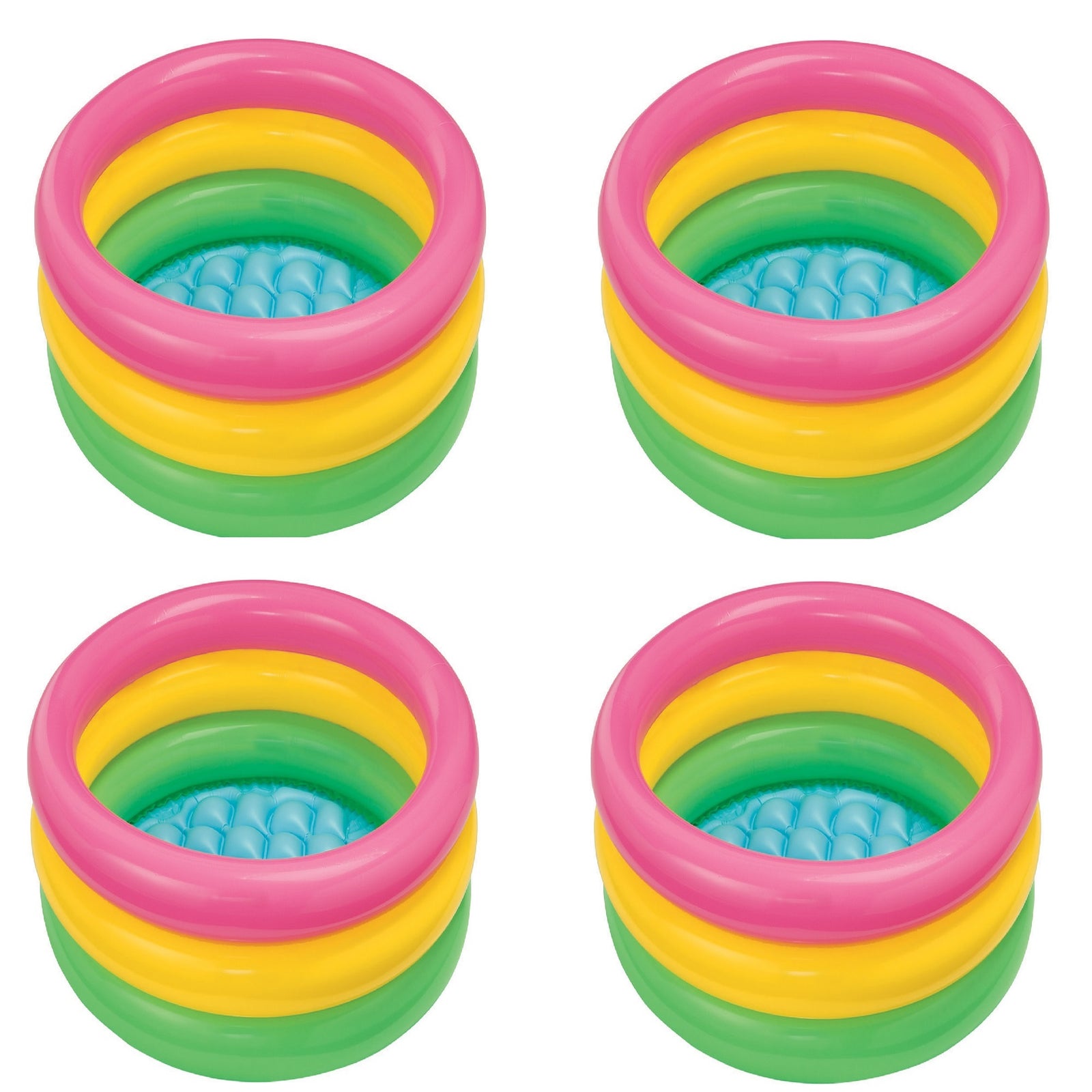 Intex 34in x 10in Sunset Glow Soft Inflatable Baby/Kids Swimming Pool (4 Pack) - VMInnovations