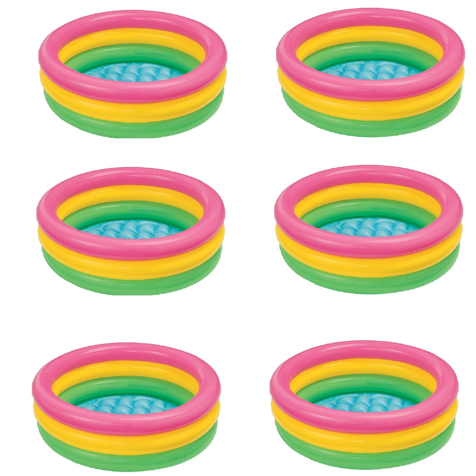 Intex 34in x 10in Sunset Glow Soft Inflatable Baby/Kids Swimming Pool (6 Pack) - VMInnovations