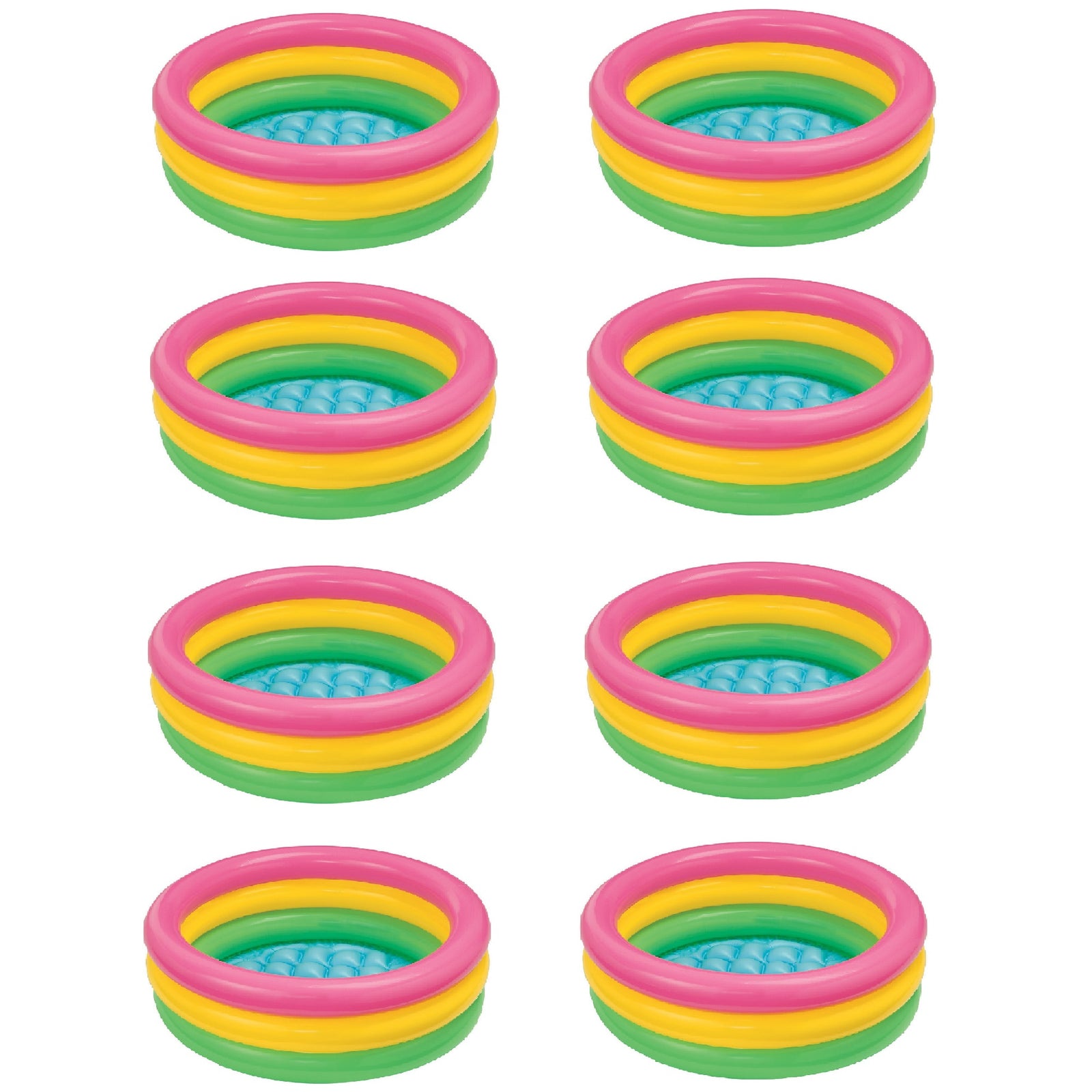 Intex 34in x 10in Sunset Glow Soft Inflatable Baby/Kids Swimming Pool (8 Pack) - VMInnovations