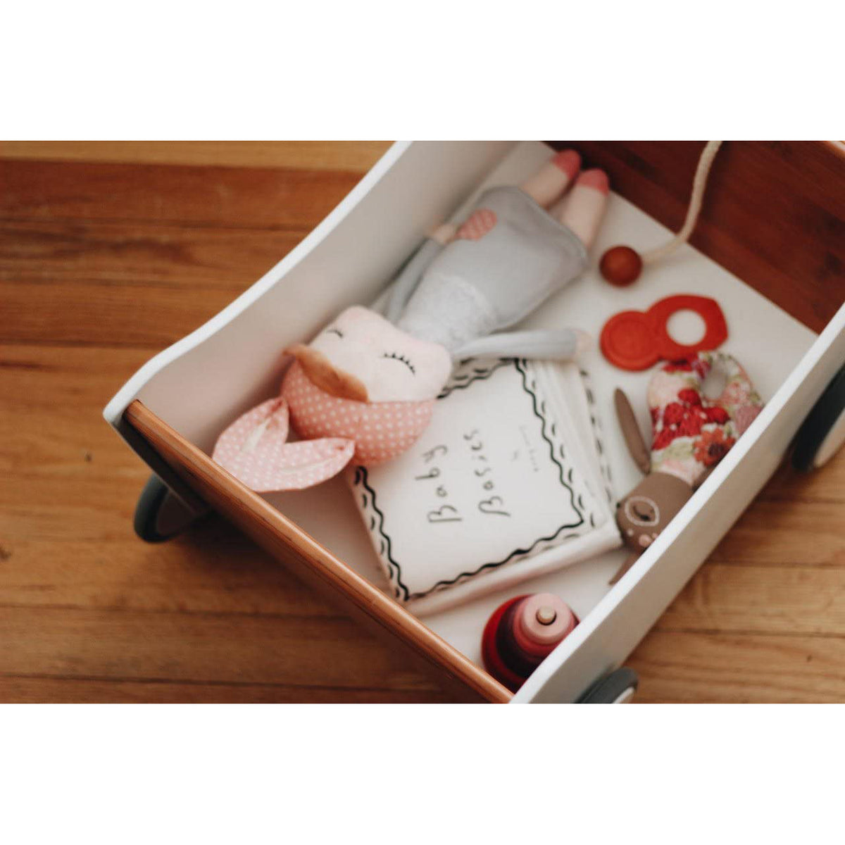 Kinderfeets 2-in-1 Versatile Baby Toddler Wooden Toy Storage Box Walker, White - VMInnovations