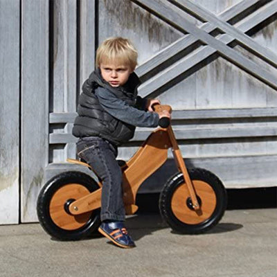 Kinderfeets Durable Wooden Children's Balance Ride On Training Bike, Bamboo