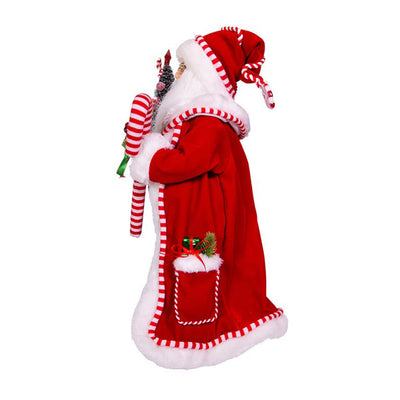 Kurt Adler 17 Inch Kringle Christmas Candy Cane and Tree Santa, Red and White
