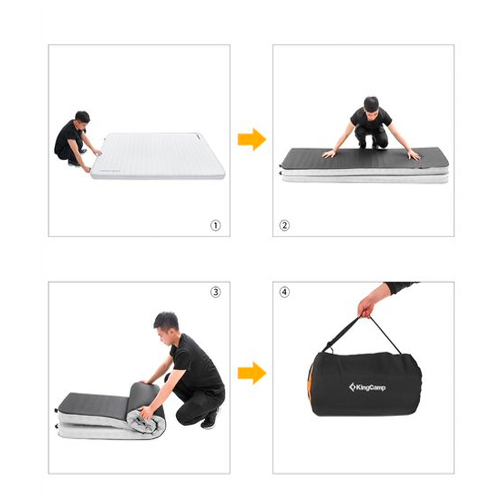 KingCamp Luxury 3D 3 Inch Extra Wide Large Self Inflating Sleeping Pad, Grey