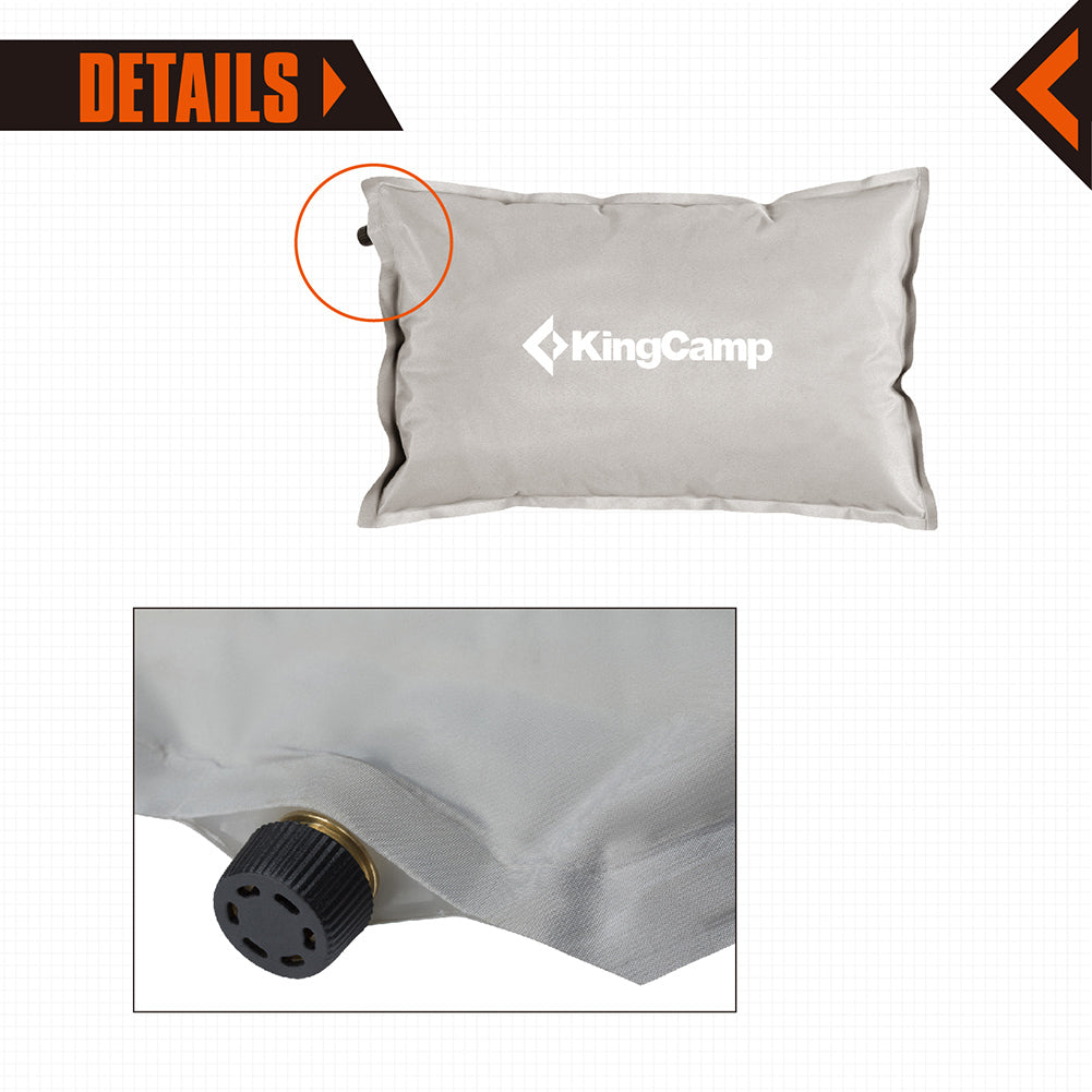 KingCamp Self Inflating Camping Sleeping Pad Mat w/ 2 Pillows, Gray (Open Box) - VMInnovations