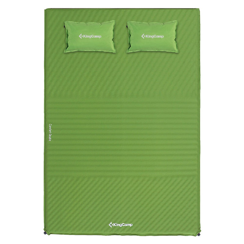 KingCamp Double Self Inflating Camping Sleeping Pad Mat with 2 Pillows, Green