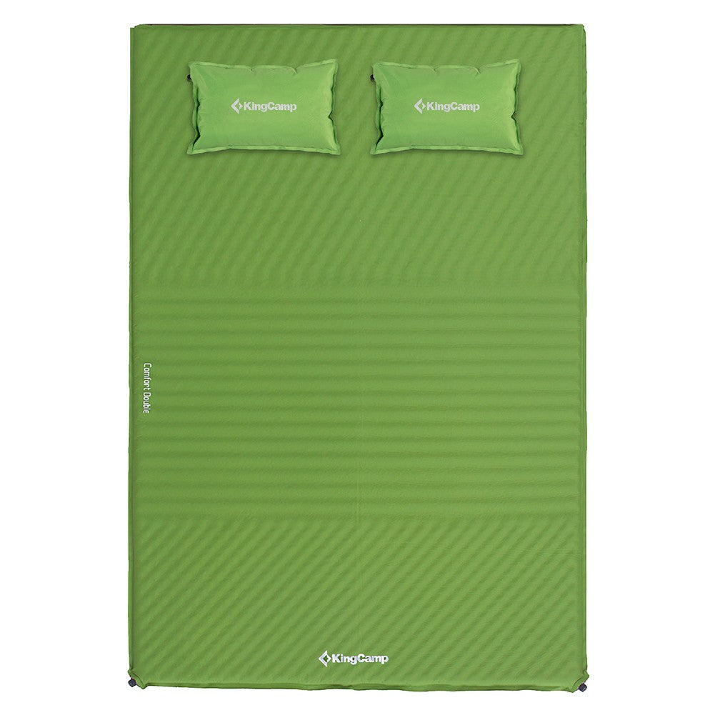 KingCamp Double Self Inflating Sleeping Pad Mat with 2 Pillows, Green (Open Box)