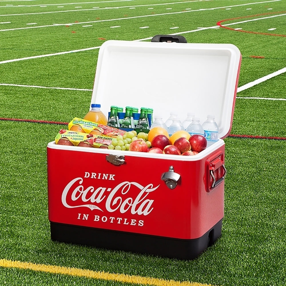 Koolatron 54 Quart Coca-Cola Portable Ice Chest Hard Cooler w/Bottle Opener, Red