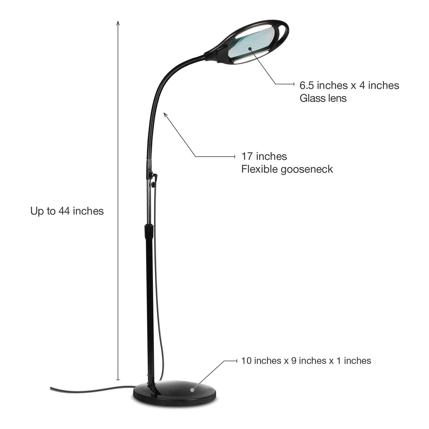 Brightech Pro LED Magnifying Flexible Adjustable Floor Lamp, Black (Used)