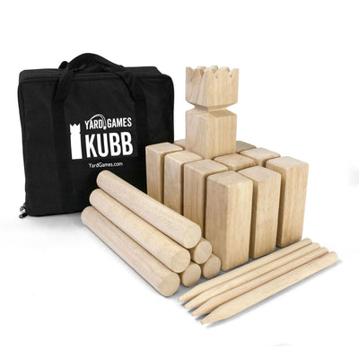 YardGames Kubb Premium Wooden Outdoor Backyard Game Set w/ Carrying Storage Bag