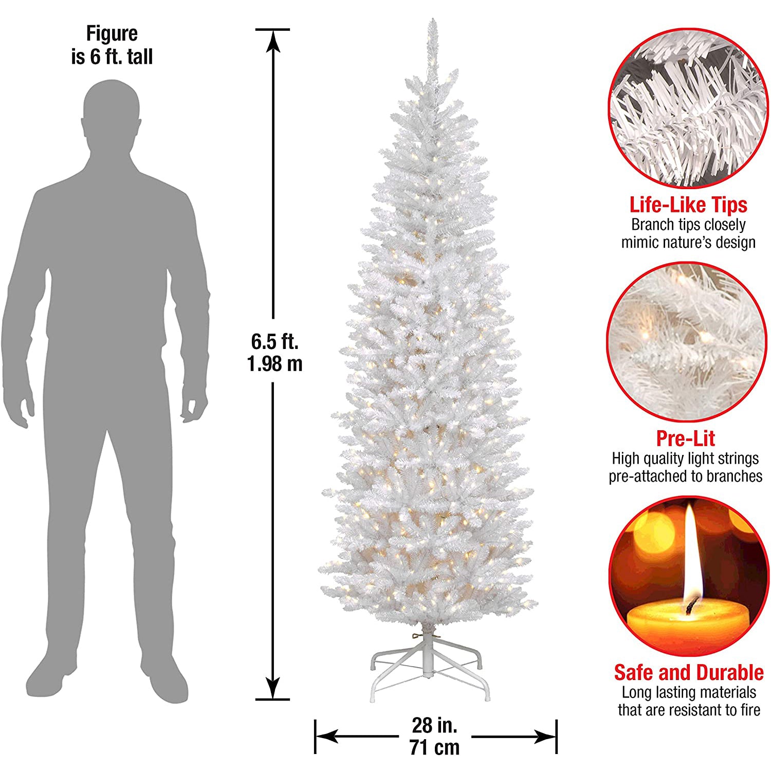 National Tree Company Kingswood 6.5 Foot Prelit Tree w/ Stand, White (Used) - VMInnovations