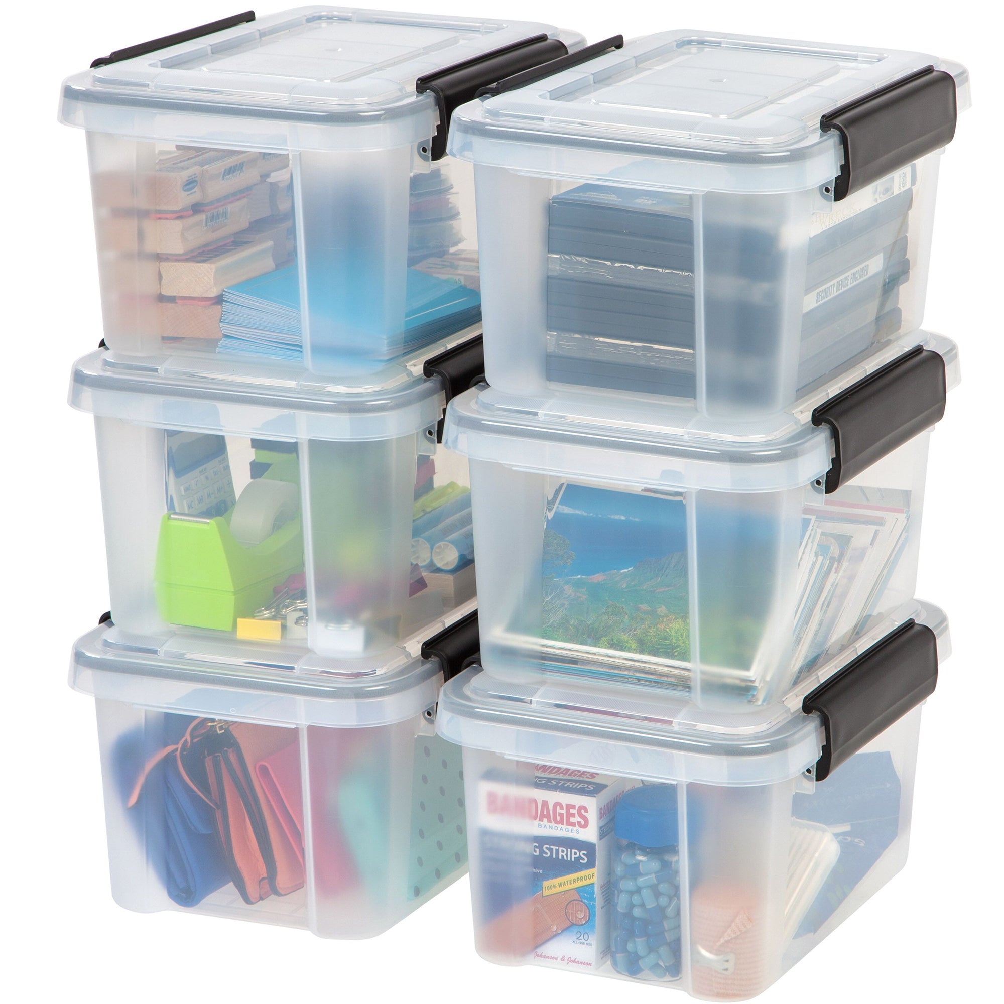 IRIS USA 6.5-Quart Stackable Plastic Clear Storage Box, 6 Pack (Open Box) - VMInnovations