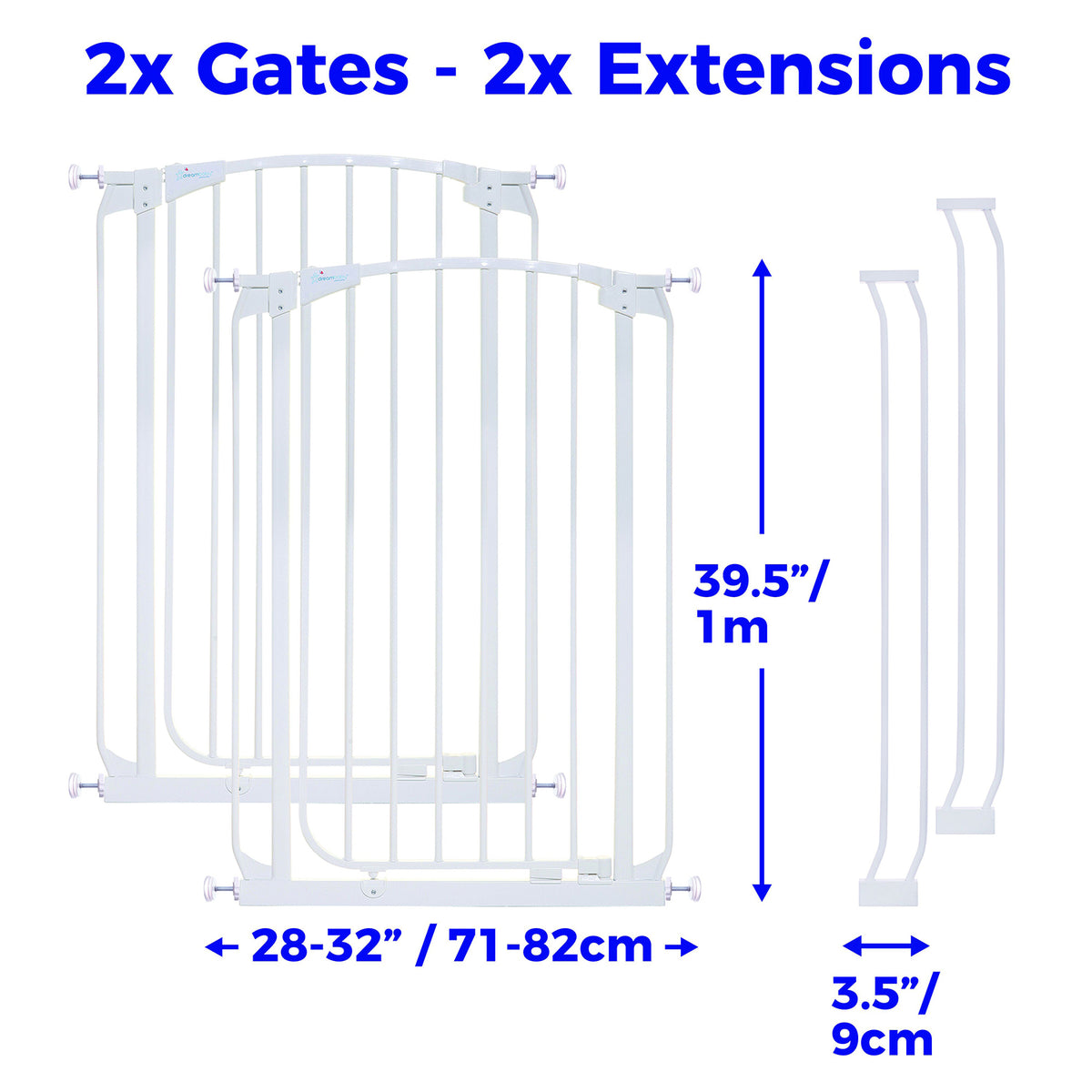 Dreambaby L788W Chelsea 28 to 39 Inch Auto-Close Baby Gate w/ Extensions, White - VMInnovations
