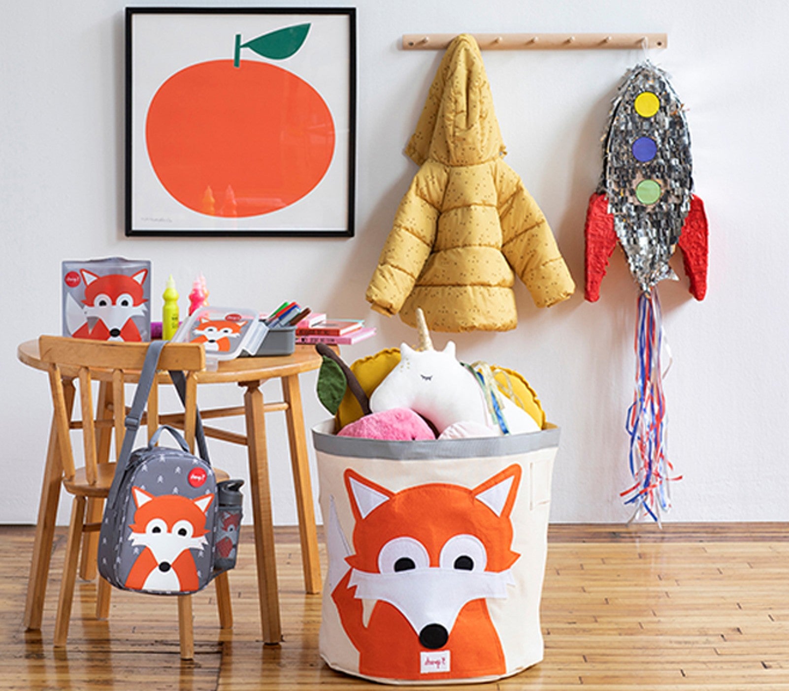 3 Sprouts Canvas Storage Bin Laundry and Toy Basket for Baby and Kids, Elephant