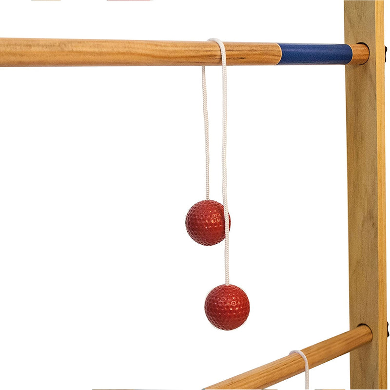 Yard Games Wooden Double Ladder Toss Game Set w/ Case, Red/Blue (Open Box)
