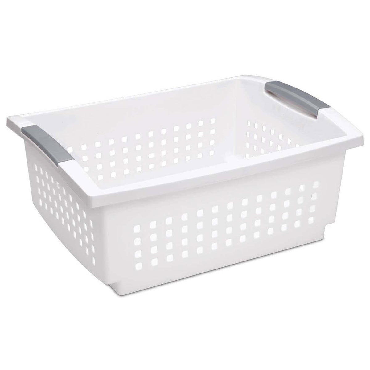 Sterilite Large Plastic Stackable Storage & Organization Basket, White (10 Pack)