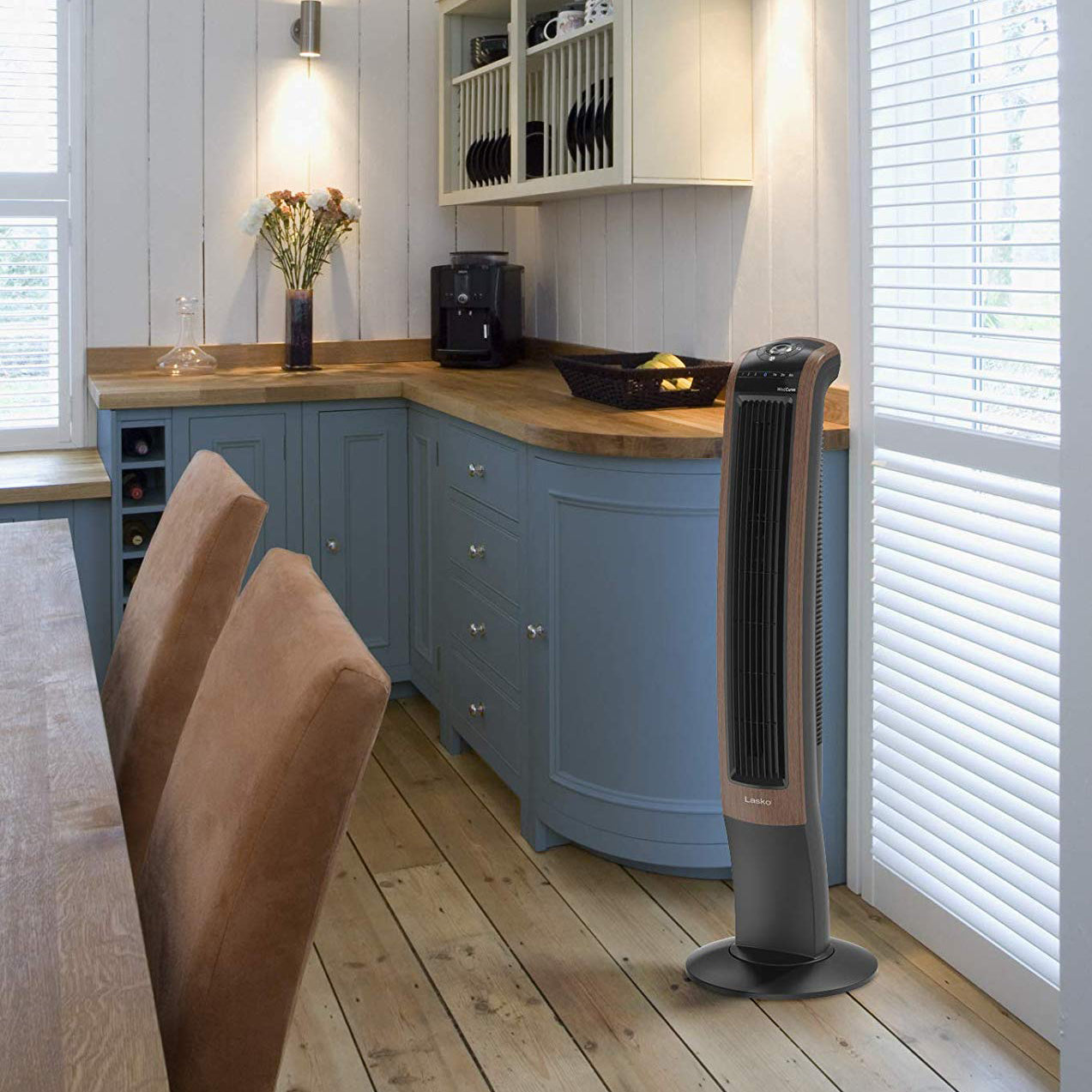 Lasko 42" Wind Curve Woodgrain Electric Slim Standing Tower Fan with Bluetooth - VMInnovations