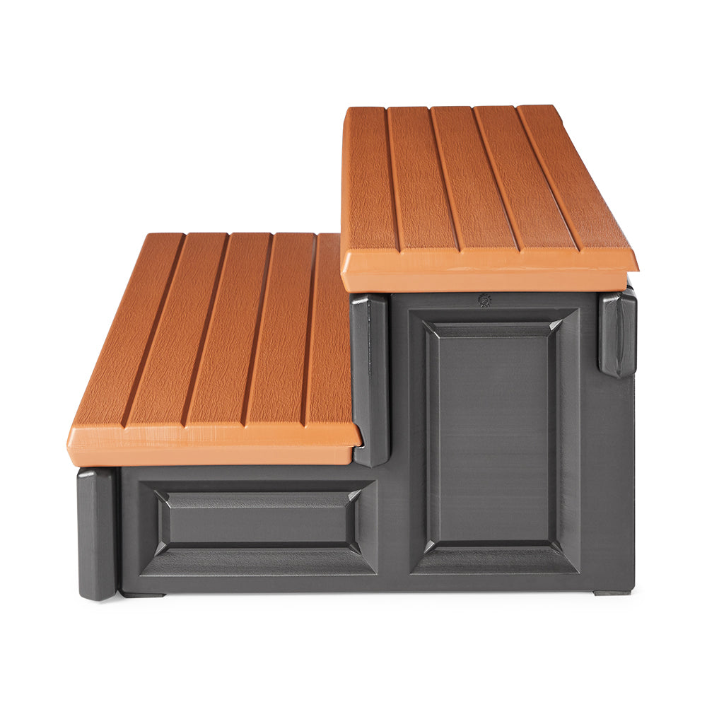 Confer Plastics Leisure Accents 36" Spa Hot Tub Storage Steps, Redwood(Open Box) - VMInnovations