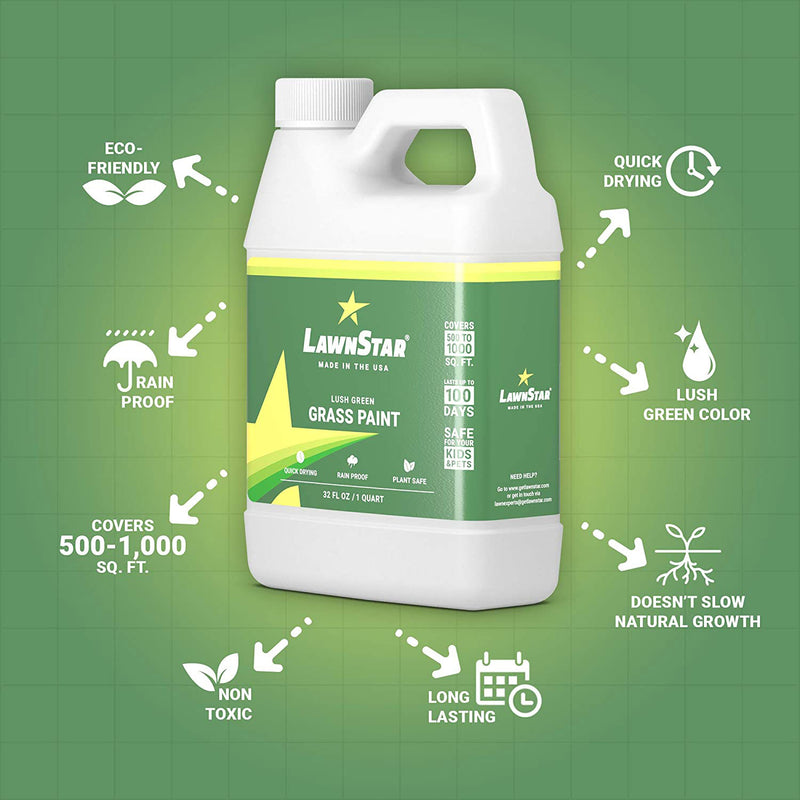 LawnStar Grass Lawn Plant Safe Paint Concentrate Colorant, 32 Ounce, Lush Green