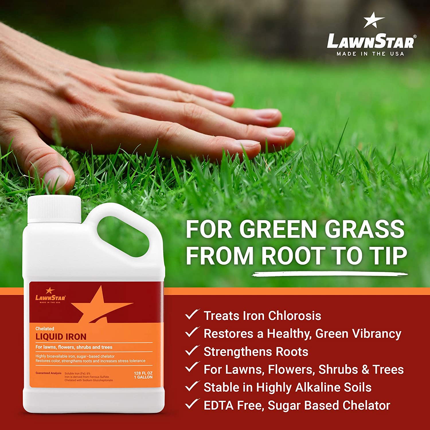 LawnStar Liquid Iron, Phosphorus Free Fertilizer, Lawn Dethatcher & Soil Aerator - VMInnovations