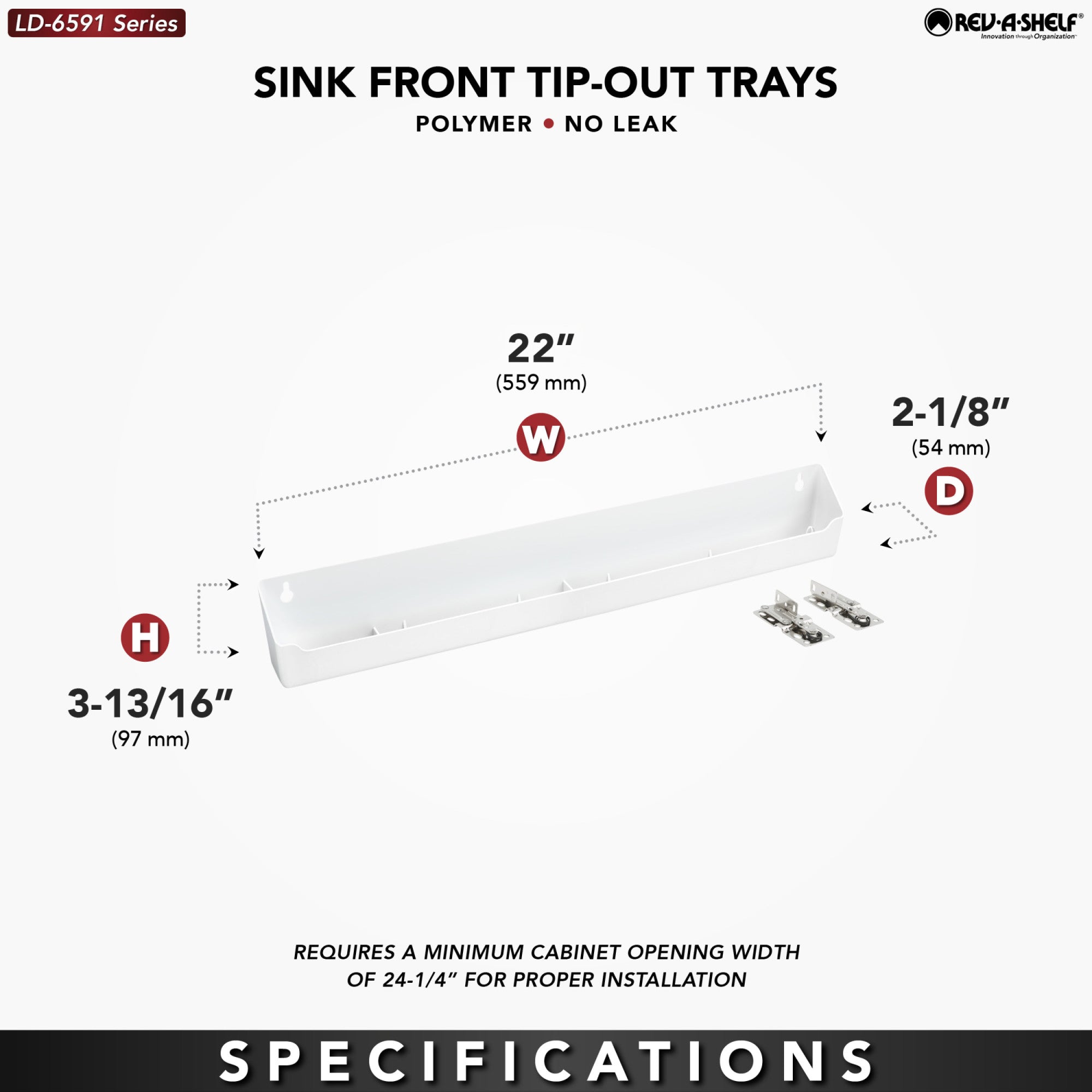 Rev-A-Shelf 22'' Kitchen Tip-Out Tray Polymer, Plastic, White, LD-6591-22-11-1
