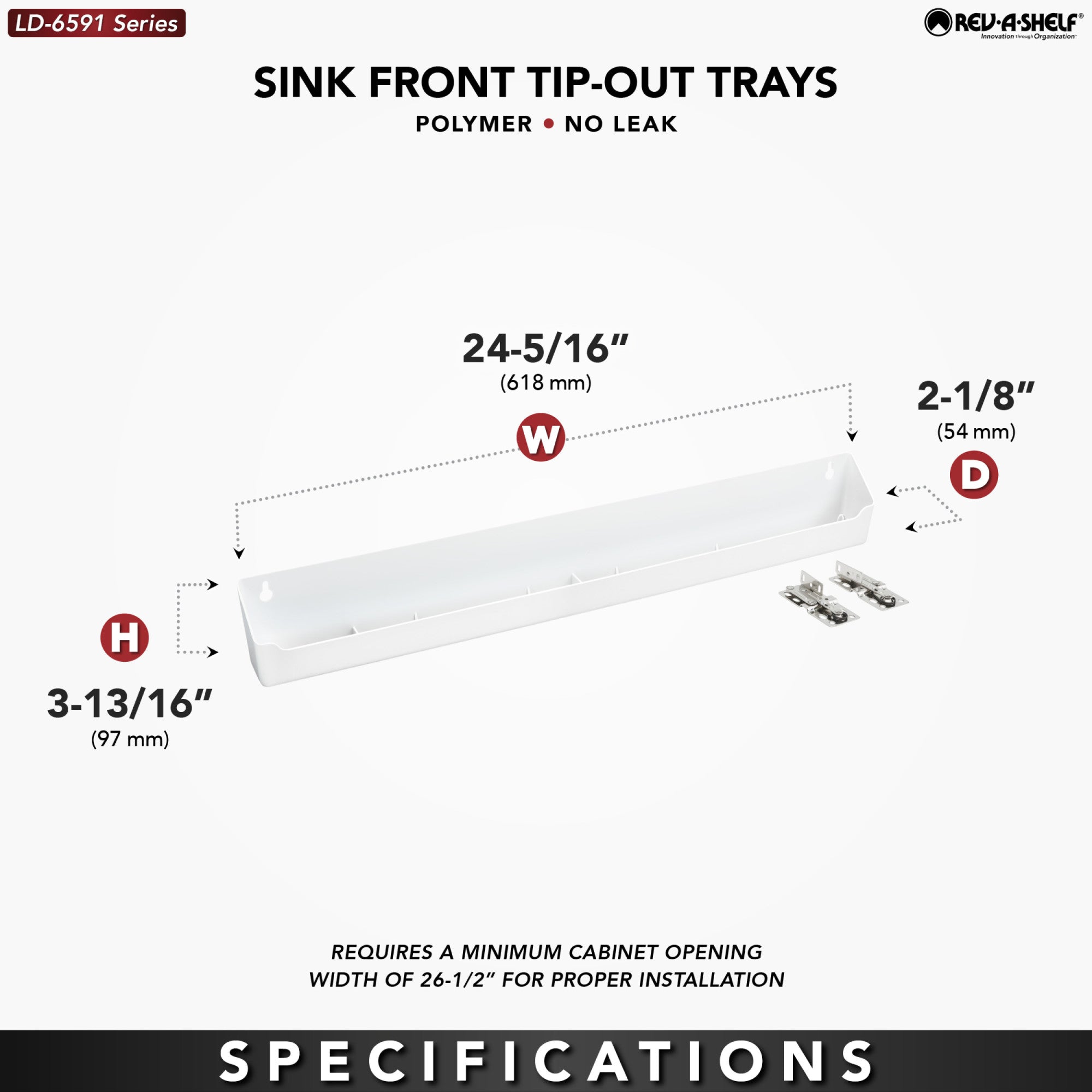 Rev-A-Shelf 24'' Kitchen Tip-Out Tray Polymer, Plastic, White, LD-6591-24-11-1 - VMInnovations