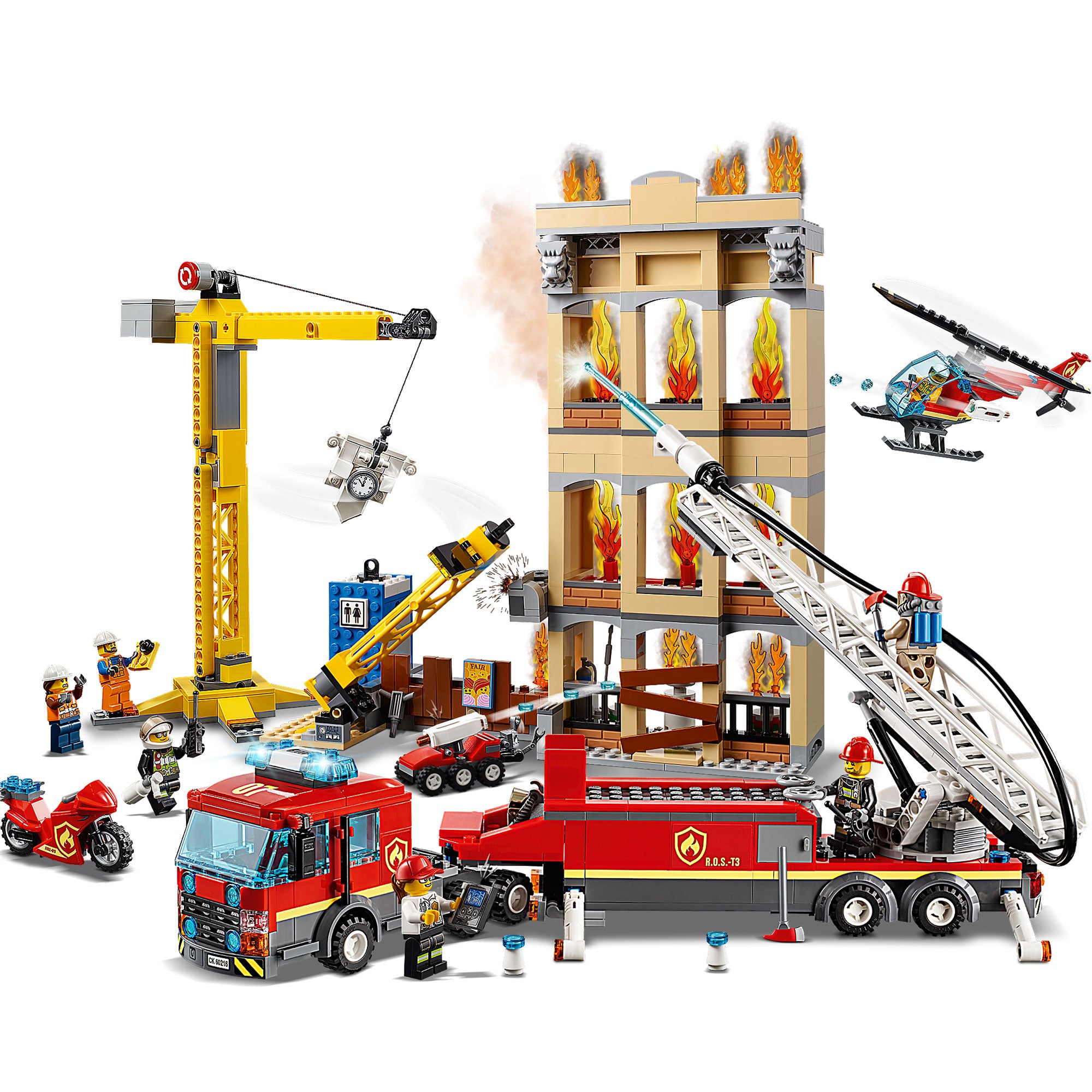 LEGO City 60216 Downtown Fire Brigade Block Building Kit with 7 Minifigures