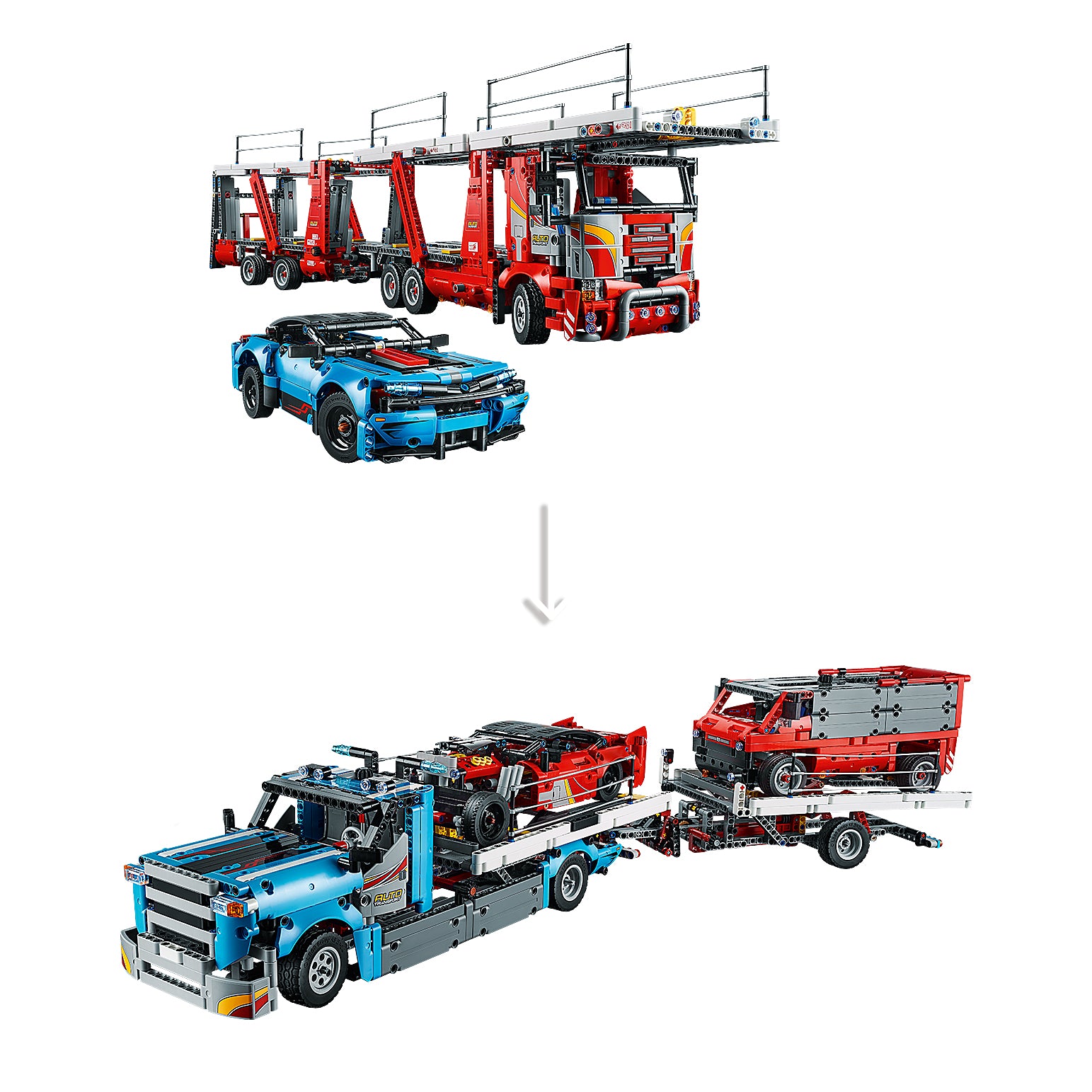 LEGO Model Car Transporter Truck 2493 Piece Block Building Toy Set (Open Box)