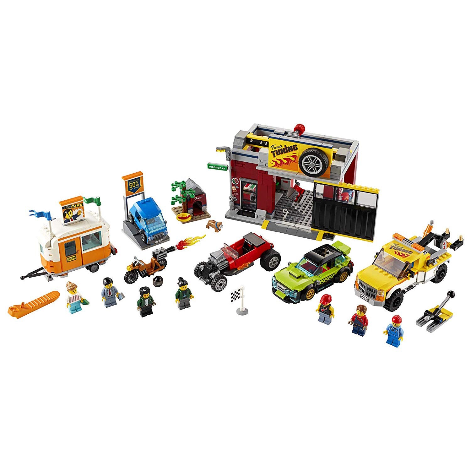 LEGO City 60258 Tuning Workshop Car Garage Block Building Set with 7 Minifigures
