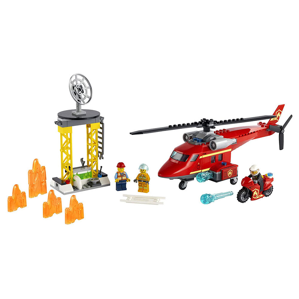 LEGO City Fire Rescue Helicopter 212 Piece Block Building Set and 3 Figures