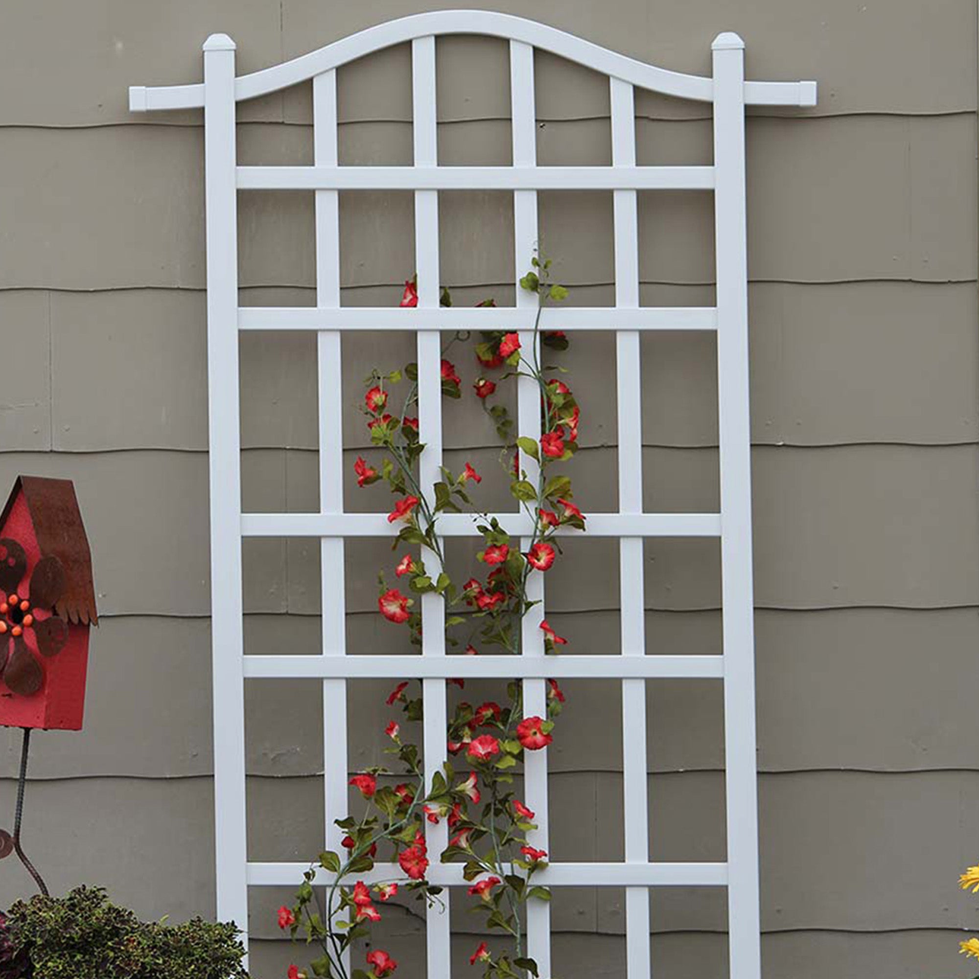 Dura-Trel Melrose 35 x 75 Inch Vinyl Outdoor Garden Patio Plant Trellis, White - VMInnovations