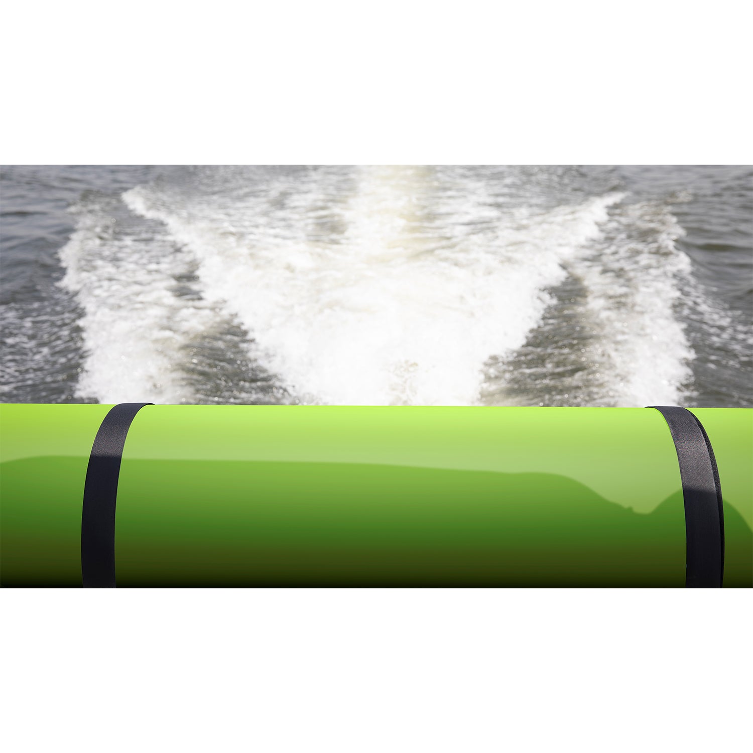 Floatation iQ Floating Oasis 15 x 6 Foot Island Water Lake Pad Mat, Green Yellow