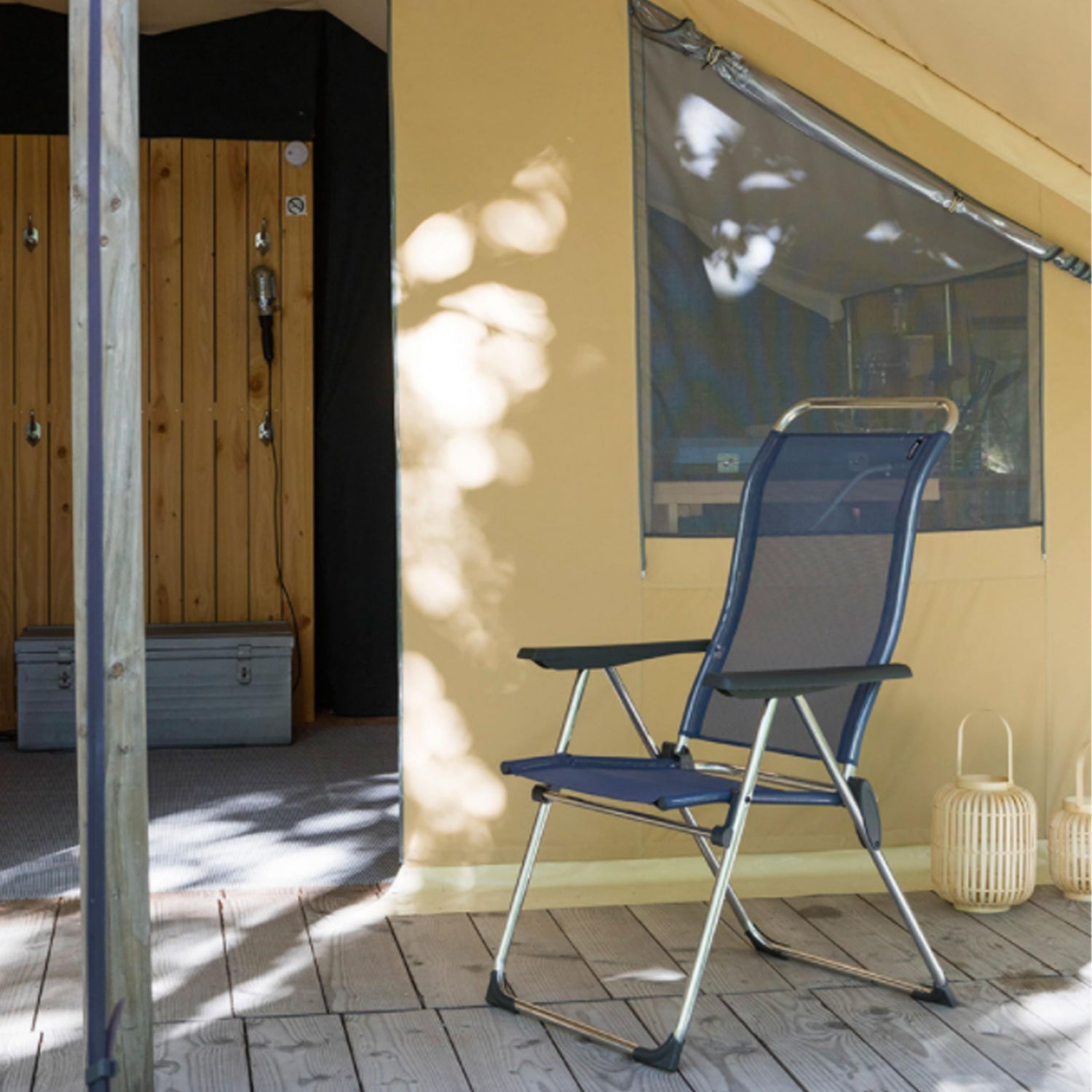 Lafuma Alu Cham Folding Camping Patio Mesh Sling Chair, Ocean Blue (Set of 4) - VMInnovations