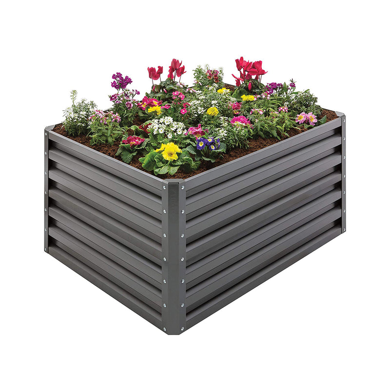 Stratco 20 Cu Ft Steel Double Height Rectangle Garden Plant Bed, Gray (Used)
