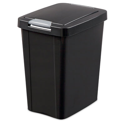Sterilite 7.5 Gallon TouchTop Wastebasket with Titanium Latch, Black (12 Pack)