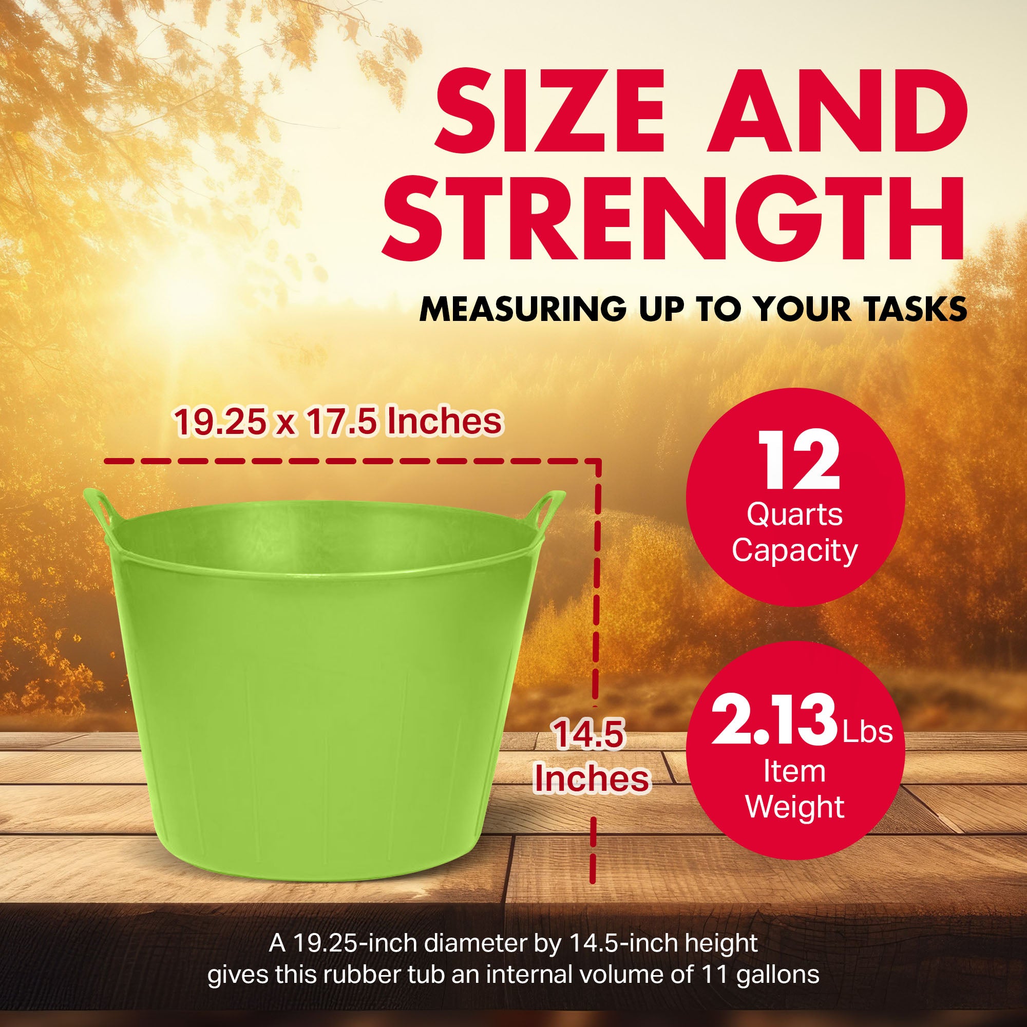 Little Giant 11 Gallon Heavy Duty Farm Bucket Poly/Rubber Flex Tub with Handles - VMInnovations