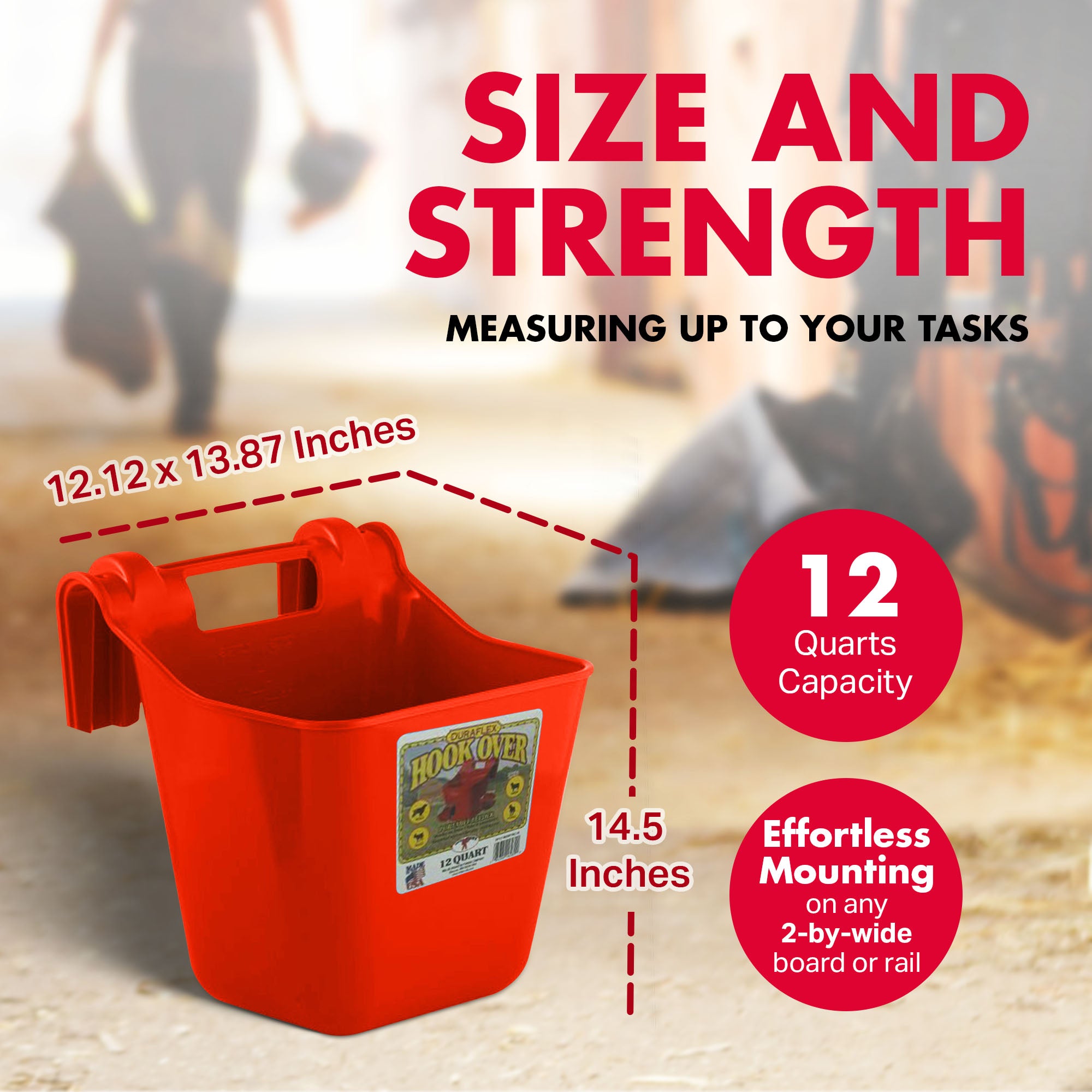 Little Giant 12qt Mountable Livestock & Pet Hook Over Bucket Feeder, Red (Used) - VMInnovations