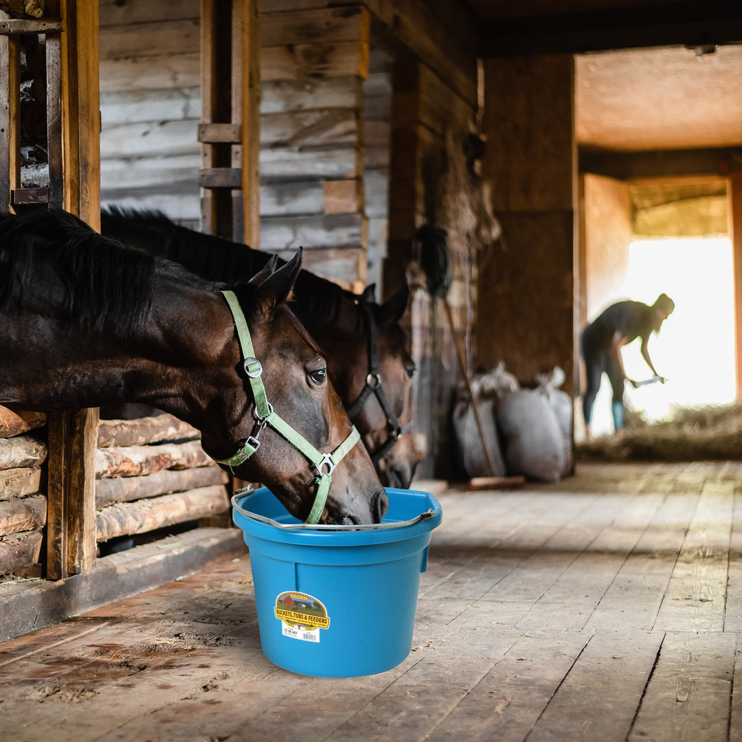 Little Giant Heavy Duty 22 Quart Flat Back Plastic Bucket w/ Metal Handle, Teal - VMInnovations