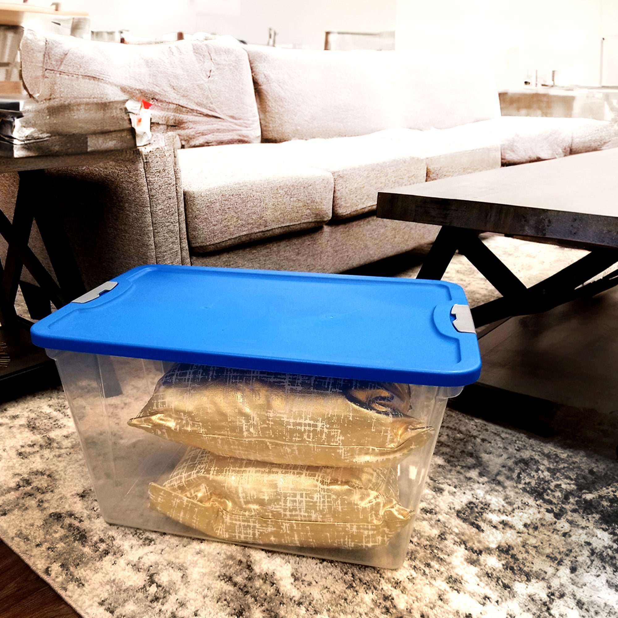 Homz 64 Qt Secure Latch Lrg Clear Stackable Storage Container w/Lid (2pk)(Used) - VMInnovations